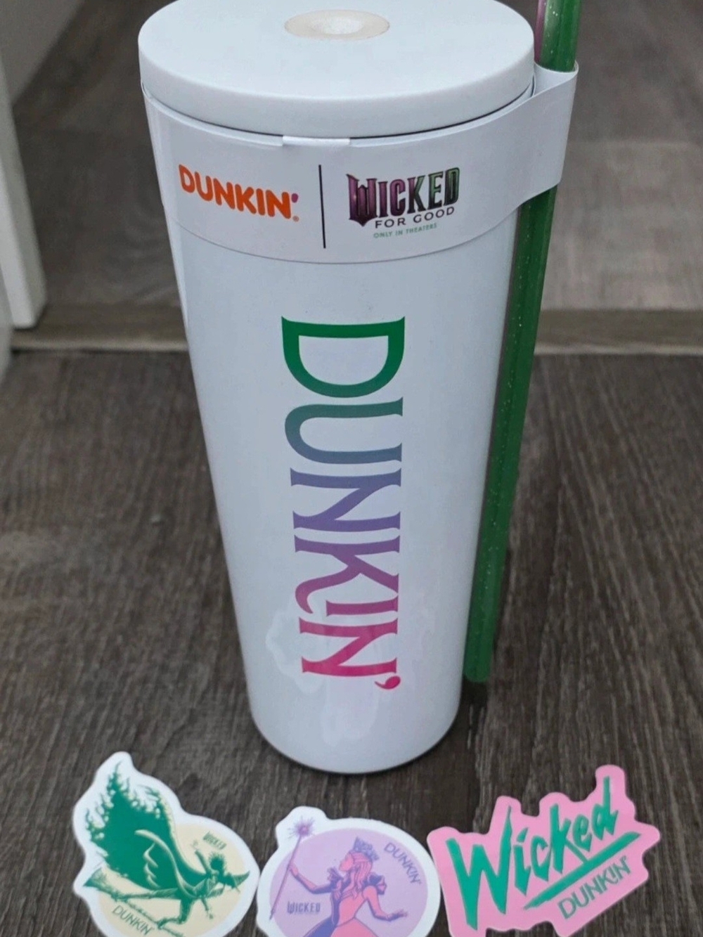 Dunkin' White Travel Tumbler with Multicolor Logo